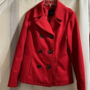 Celebrity Pink Red Pea Coat